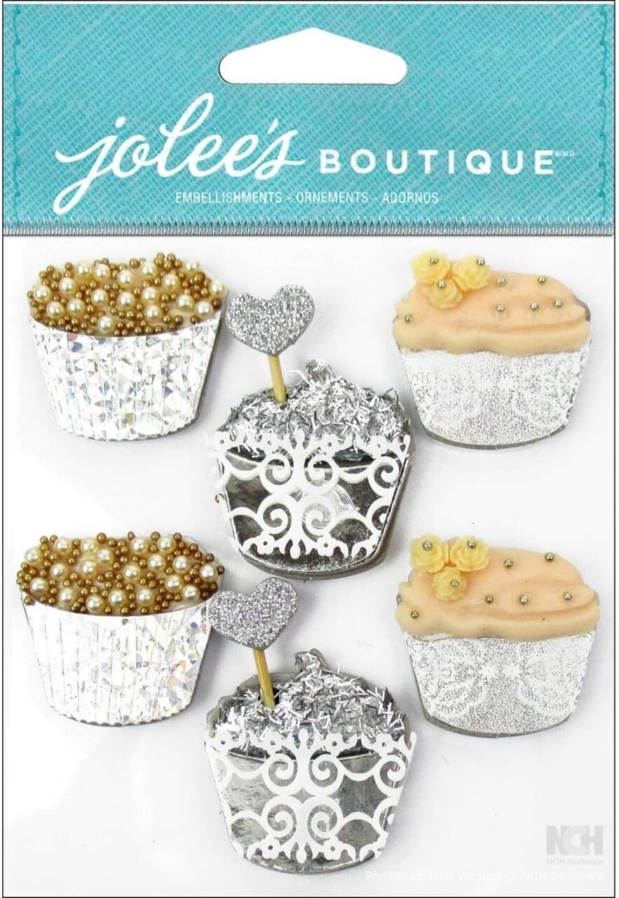 Jolee's Boutique Glittery Cupcakes Repeat Dimensional Stickers